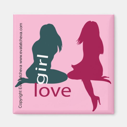 'Girl Love' Ontwerper Koelkast Manget Magneet (Voorkant)