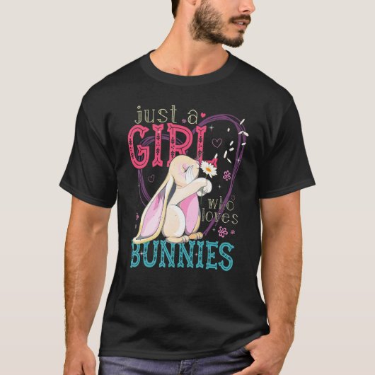 Girl Loves Bunnies  Rabbit  Zookeeper T-shirt (Voorkant)
