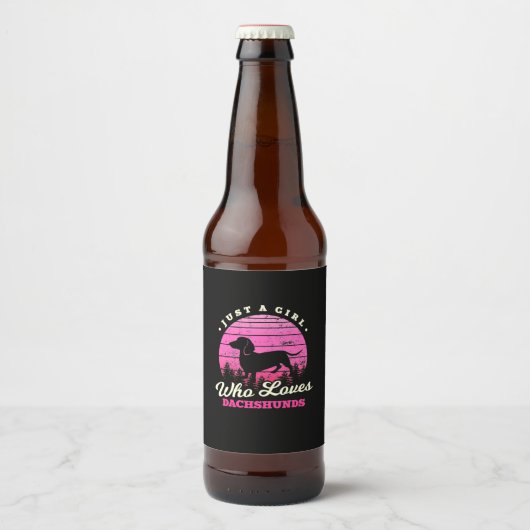 Girl Loves Dachshunds Bier Etiket (Voorkant)