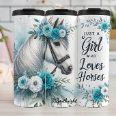 Girl Loves Horses Floral Elegance Thermosbeker