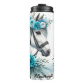 Girl Loves Horses Floral Elegance Thermosbeker (Voorkant)