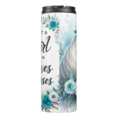 Girl Loves Horses Floral Elegance Thermosbeker (Achterkant)