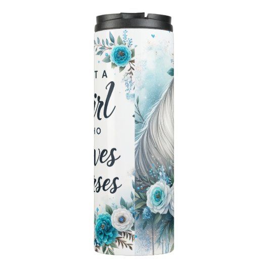 Girl Loves Horses Floral Elegance Thermosbeker (Achterkant)