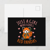 Girl Loves Red Pandas Cute Pet Animal Panda Lover Aankondigingskaart (Voorkant / Achterkant)