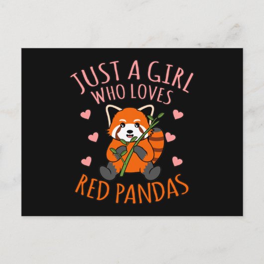 Girl Loves Red Pandas Cute Pet Animal Panda Lover Aankondigingskaart (Voorkant)