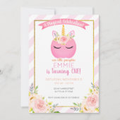 Girl Magical Party Pumpkin Unicorn Birthday Kaart (Voorkant)