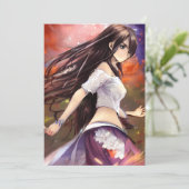 Girl Manga Warrior Anime Graphic Kaart (Staand voorkant)