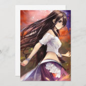 Girl Manga Warrior Anime Graphic Kaart (Voorkant / Achterkant)