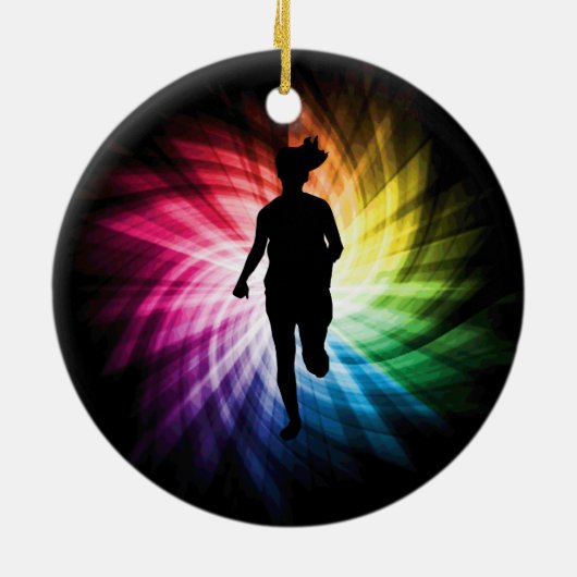 Girl Marathon Runner Keramisch Ornament (Achterkant)