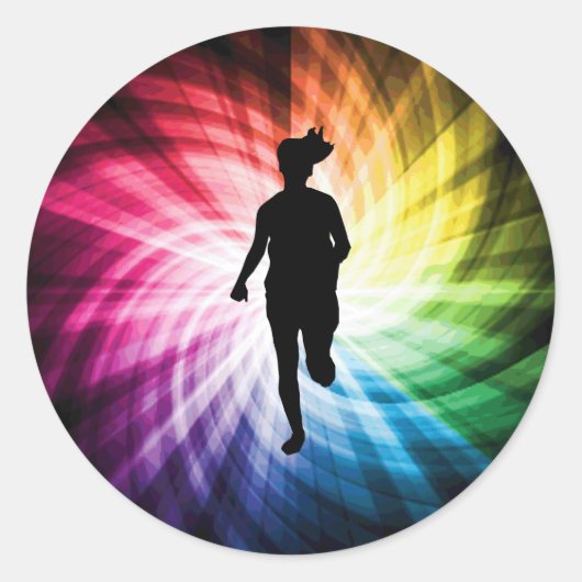 Girl Marathon Runner Ronde Sticker (Voorkant)