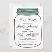 Girl Mason Jar Baby shower Invitation Kaart (Voorkant)