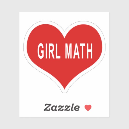 GIRL MATH Rood Hart Vinyl Sticker (Vel)