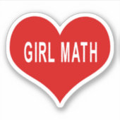 GIRL MATH Rood Hart Vinyl Sticker (Voorkant)