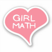 GIRL MATH Roze Hart Vinyl Sticker (Voorkant)