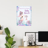 Girl Mermaid Baby shower Signs Poster (Thuiskantoor)