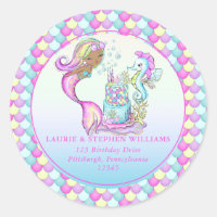 Girl Mermaid of Color 1st Birthday Return Address