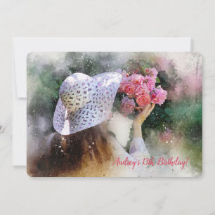 Girl met Bouquet-uitnodiging Kaart