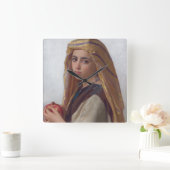 Girl Met een Pomegranaat door W.A. Bouguereau Vierkante Klok (Huis)
