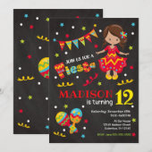 Girl Mexican Fiesta Birthday Invitation Chalkboard Kaart (Voorkant / Achterkant)