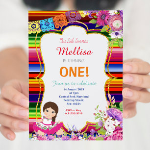 Girl Mexican Fiesta Birthday Party Invitation Kaart