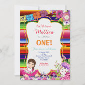 Girl Mexican Fiesta Birthday Party Invitation Kaart (Voorkant)