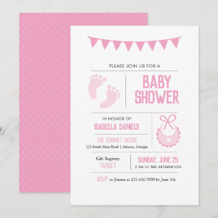 Girl Modern Pink Baby shower Uitnodiging