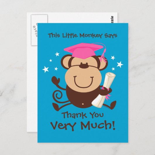 Girl Monkey Afstuderen Aangepast Briefkaart (Voorkant / Achterkant)