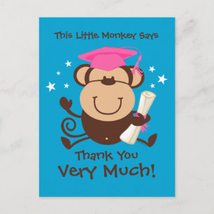 Girl Monkey Afstuderen Aangepast Briefkaart