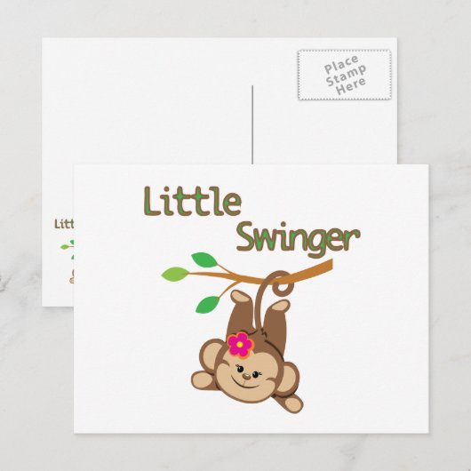Girl Monkey Little Swinger Briefkaart (Voorkant / Achterkant)