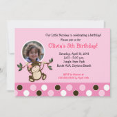 Girl Monkey Photo Birthday Sjabloon nodigt uit Kaart (Voorkant)