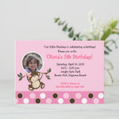 Girl Monkey Photo Birthday Sjabloon nodigt uit Kaart (Staand voorkant)