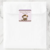 Girl Monkey Stickers/Labels/Envelope Seals Vierkante Sticker (Tas)