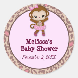 GIRL MONKEY Tu Tu Cute Baby shower sticker TTC #6