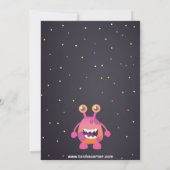 Girl Monster Baby shower Invitation Kaart (Achterkant)