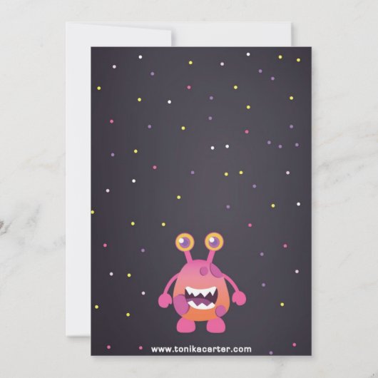 Girl Monster Baby shower Invitation Kaart (Achterkant)