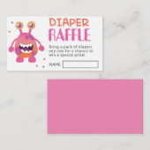 Girl Monster Baby shower Luier Raffle Ticket (Voorkant / Achterkant)