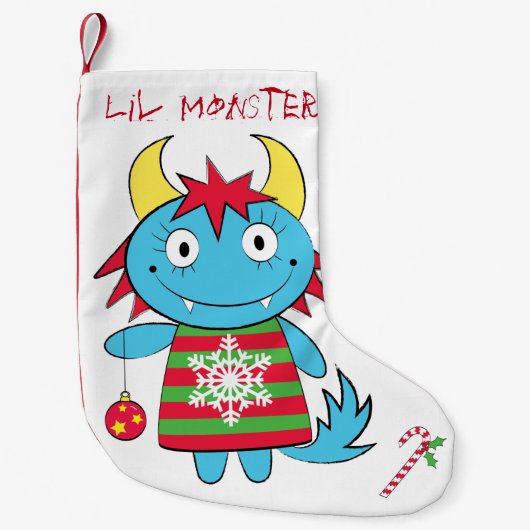 Girl Monster met Ornament Kleine Kerstsok (Voorkant)