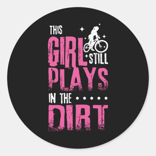Girl Mountain Biker Downhill Ronde Sticker (Voorkant)
