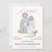 Girl Mouse Moeder Baby shower Mice Woodland Maple Kaart (Voorkant)