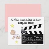 Girl Movie Star-Baby aankondiging (Voorkant / Achterkant)