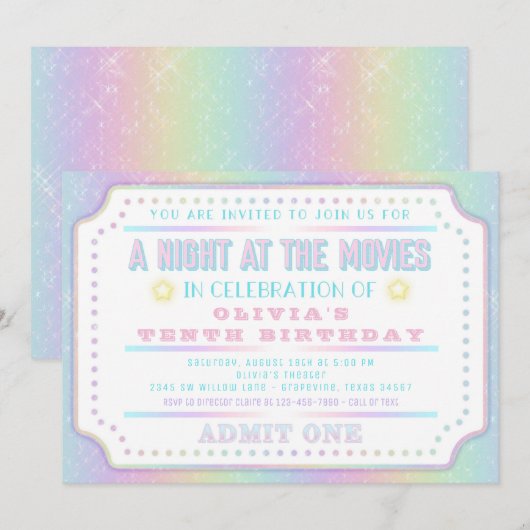 Girl Movie Ticket Verjaardagsfeestje Kaart (Voorkant / Achterkant)