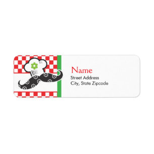 Girl Mustache Chef Adres Label