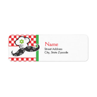 Girl Mustache Chef Adres Label