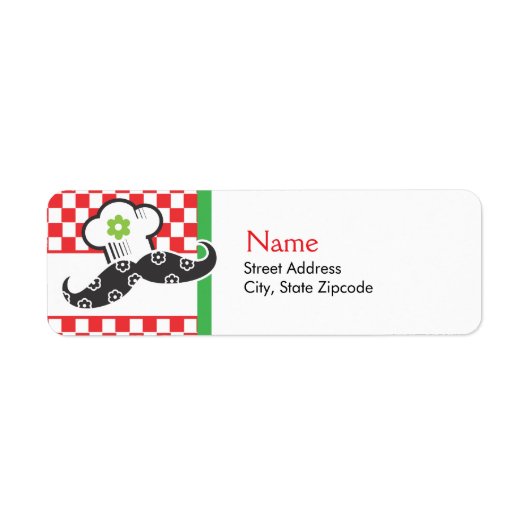 Girl Mustache Chef Adres Label (Voorkant)