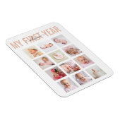 Girl My First Year Baby Name 12 Photo Collage Magneet (Rechterzijde)