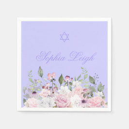 Girl Naming Jewish Paars Floral Servet