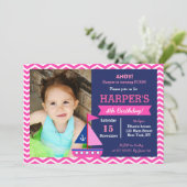 Girl Nautical Birthday Invitations Kaart (Staand voorkant)