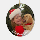 Girl & New Puppy for Christmas Keramisch Ornament (Links)