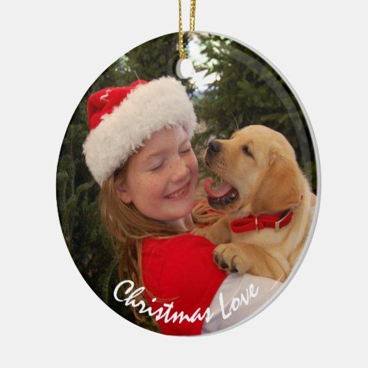 Girl & New Puppy for Christmas Keramisch Ornament (Links)