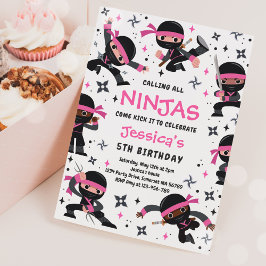 Girl Ninja Karate Martial Arts Birthday Party Kaart